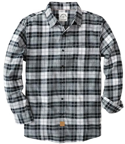 Dubinik® 6 oz Chemise Flanelle Homme 100% Coton Manches Longues Hiver Carreaux avec Poche Confortable Et Léger