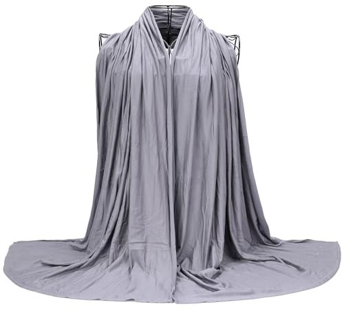 Ever Bloom Kopftuch Damen Hijab für muslimische Frauen lang- Muslim Kopfbedeckung Schal Atmungsaktiv - Premium 190 x 70 cm, Schal Farben:New Grau