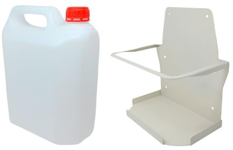 Bilake Conjunto garrafa PVC de 10L para Descarga desagüe Aire Acondicionado + Soporte metálico en L de Pared | Kit bidón Grande Soporte