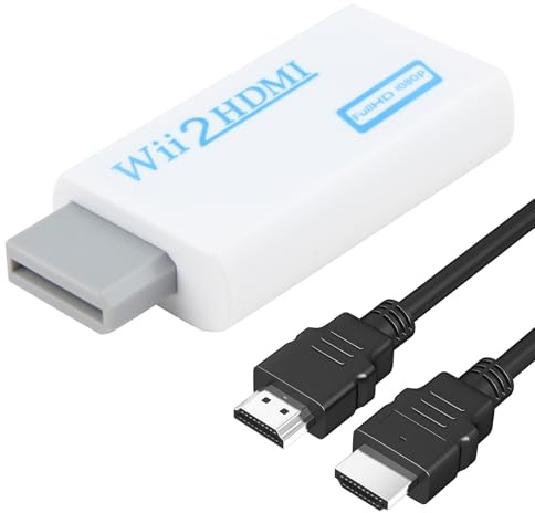 Gments Wii HDMI Adapter 1080P/720P Converter with 3ft HDMI Cable | Plug and Play Wii to HDMI Adaptor with 3.5mm Audio Jack, High Speed Supports NTSC/PAL for HDTV, All Wii Display Modes