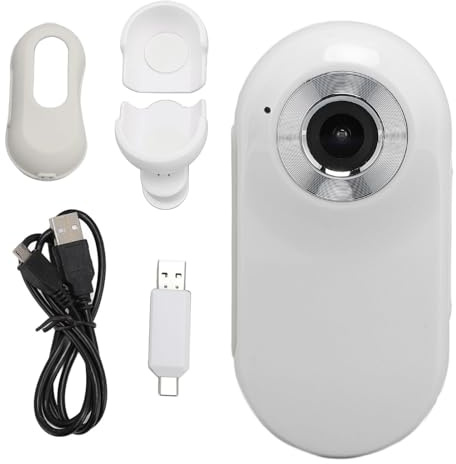 Xiuganpo Kamera für Haustierhalsbänder, 1080P 120° Weitwinkelobjektiv Hundehalsband mit 0,96 Zoll LCD-Bildschirm, Kartenleser, Kleine Mini-Bodycam-Haustierzubehör für (White)