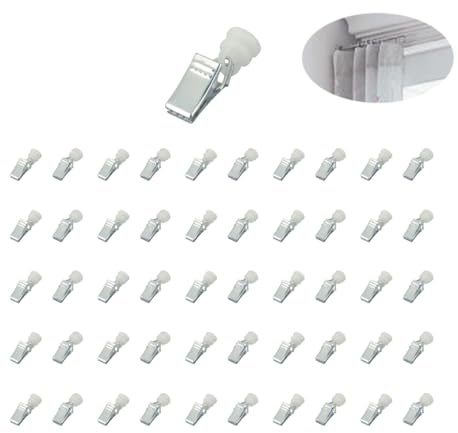 Fokroin 50 Stück Gardinen Clips, Vorhang Clips, T-Glider Vorhangklammern, Gardinenhaken mit Rollen, Gardinenhaken Zum Klemmen, für die Fensterdekoration Fotos Kunsthandwerk Displays