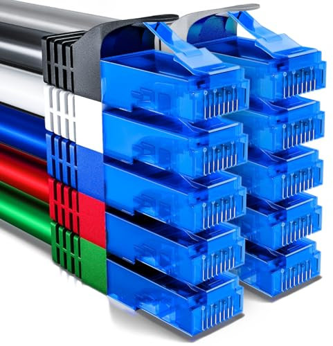 deleyCON 10x 2m CAT6 Set de Câbles Réseau - U-UTP RJ45 CAT-6 Câble LAN Câble Patch Ethernet Câble DSL Switch Routeur Modem Répéteur Panneau de Brassage - Coloré