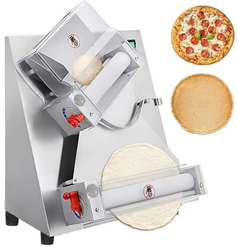 Dfdieratve Rodillo Laminador de Masa de Pizza EléCtrico de 370 W, MáQuina AutomáTica para Hacer Pasta Grande de Acero Inoxidable de 10 a 30 Cm, MáQuina Prensadora de Pizza para PizzeríAs