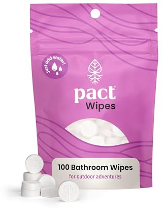 PACT Badezimmertücher (100er-Pack) | Komprimierte Toilettentücher für Camping, Rucksackreisen, Backcountry