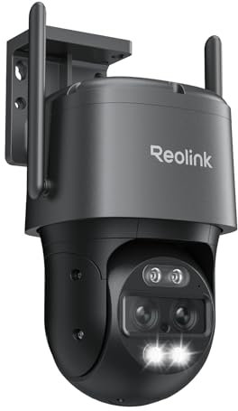 Reolink 4K 8MP Wi-Fi 6 PTZ Überwachungskamera Aussen WLAN mit Auto-Tracking-Zoom, Dual-Objektiv, Dual-Ansicht, WLAN Kamera Outdoor mit Smart-Erkennung, Farbnachtsicht, Außenkamera, TrackMix WiFi Grau