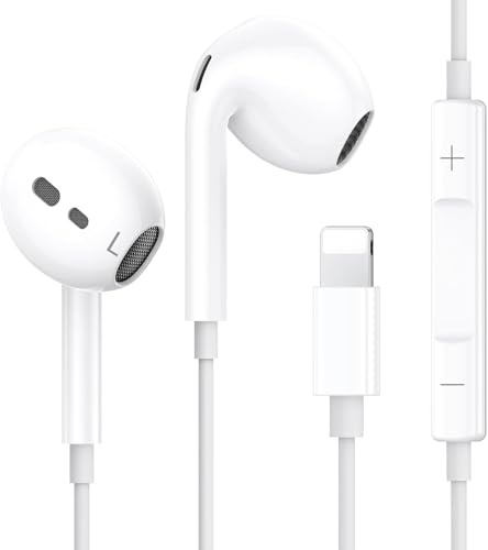 iPhone Kopfhörer mit Kabel, In-Ear Kopfhörer [MFi-Zertifiziert], Kabelkopfhörer mit Mikrofon und HiFi Stereo Ohrhörer für iPhone 14/13/12/11 Plus Pro Max/XR/XS/X/SE/8/7/Plus/iPad Unterstützt alle iOS