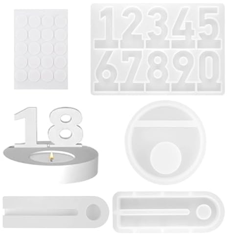 3 Stück Silikonformen Gießformen(1 Zahlen 0-9 + 2 verschiedene Kerzenhalter),Gießformen Silikon,Silikonform Kerzenhalter,DIY gießform Für Jubiläen Silikon für Feste und Geburtstagsfeiern