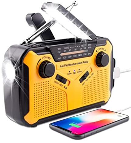 Radio Meteorológica De Emergencia Radio De Alerta Meteorológica Am/FM para Supervivencia Al Aire Libre De Emergencia con Manivela Solar Weather Alert 3000mAh Banco De Energía SOS Alarma Linterna
