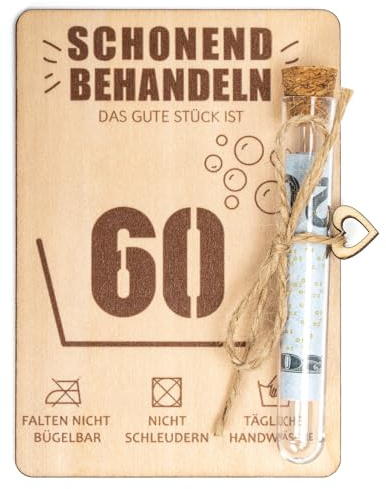 Kunoli Geschenk zum 60 Geburtstag Frau Mann, Geldgeschenke Geburtstag 60 | Handmade Holz Geschenkset mit Umschlägen Gutschein