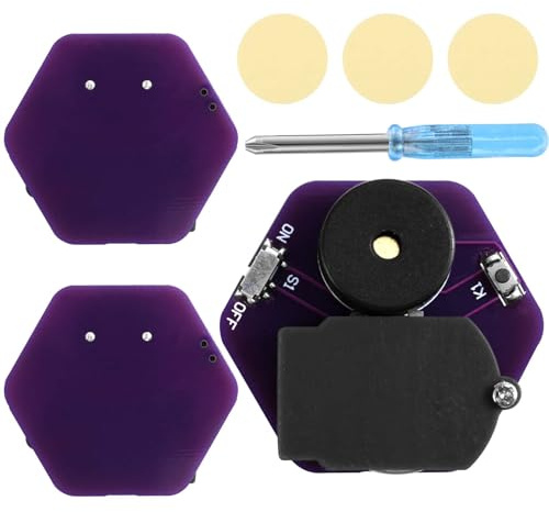 BTFO 3uds Generador Ruido de Grillos, Diseño Geométrico Hexagonal con 16 Sonidos Pitido Grillos Dispositivo de Broma Oculto para Fiestas Oficina Casa Escuela y Coche (Púrpura)