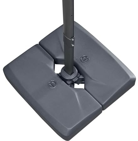 Pied de parasol déporté robuste de 100 kg – 91 x 90 x 17 cm – Remplissable avec de l'eau ou du sable – Design gris durable – Support stable pour patios, jardins et terrasses