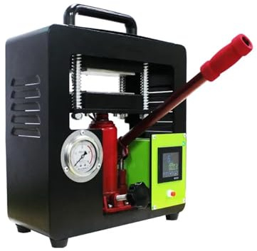 JOJIDE Termopressa, Pressa di Calore idraulica for colofonia da 7 tonnellate, AP2047 con Doppia Piastra riscaldante da 2,4 x4,7 e Strumento Portatile for l'estrazione della Cera d'olio con manometro