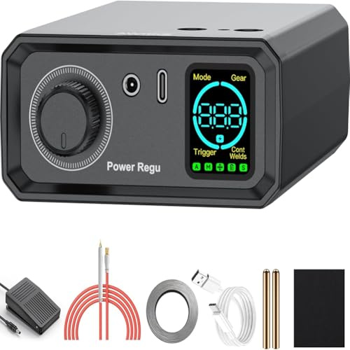 GNURBDILFO 9000W Battery Spot Welder, Rotary Knob Operation 100 Gears, 0.1-0.3mm Spot Welder with Dual Pulse Output,for Making DIY