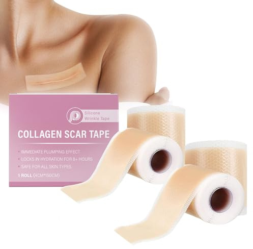 2pcs Silicone Scar Tape,Collagen Tape,Facial Fine Patch Concealer Patch Scar Roll, Reusable，Si/licone Scar Sheets&Strips，Suitable for Scars, Burns and Acne, Tattoo Cover Up Patch For Tattoos Scars (2)