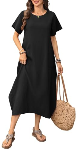 ZANZEA Maxi Dresses for Women Summer Casual Dress A Line Tunic Dresses Loose Oversized Casual Dress with Pockets