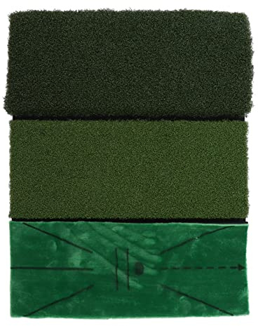 3 in 1 Golf Trainingsmatte, künstliches Rasen, 25mm Tee - Gras & 10mm Ingenieursgras, samtbezogenes Golf - Trainingspad - Analysepunkt - Erkennung, rutschfeste Gummibasis, idea
