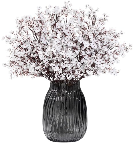 Lifewit Fiori Artificiali Gypsophila, Steli Floreali in Seta, per Bouquet da Sposa, Decorazioni Casa, Centrotavola, FAI DA TE, Arredamento Rustico e Feste (Bianco, 12 Mazzi)