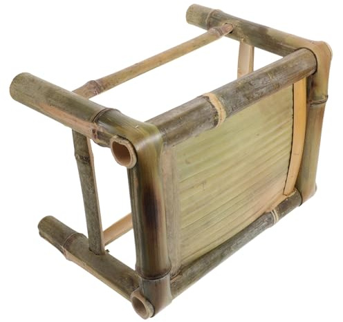 FOMIYES Bambus Fußhocker Klein Vintage Handgefertigter Bambushocker für Balkon und Garten Atmungsaktive Sitzfläche Vielseitiger Sitzhocker für Drinnen und Draußen