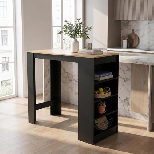 Kingwudo Bar Table with 4 Tier Storage Shelves Breakfast Bar Dining Bar Side Shelf Table small space for Kitchen Living Room Dining Room Home Bar Furniture