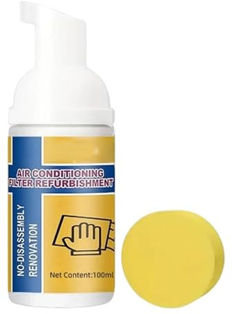 Pulitore AC | Spray Schiumogeno 100ml Senza Risciacquo Rimozione Macchie Ventilatore | Pulitore per Condensatore AC con Spugna - per Sporco Polvere Grasso Manutenzione Ventilatore Elettrico Domestico
