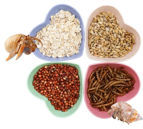 PetPhindU 4 Pack Hermit Crab Plastic Food Dish, Food and Water Bowl, Mini Food Dish Kit for Tarantula Snail, 2.95 x 2.56 Inch