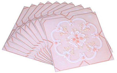 FTVOGUE 10 Unids Adhesivo de PVC Pegatinas de Pared Piso de Baldosa 3D Etiqueta Inicio Dormitorio Salón Baño Decoración 12 CM * 12 CM(04)