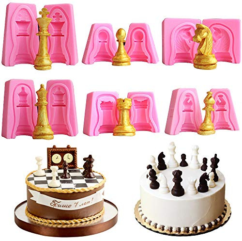 Set mit 6 internationalen 3D-Schachfiguren, Schokolade, Süßigkeiten, Schach, Silikon, Kuchen, Cupcakes, Fondant, Dekorationswerkzeug, Bienenwachs, Kerze, Seife, Wachs, Seife