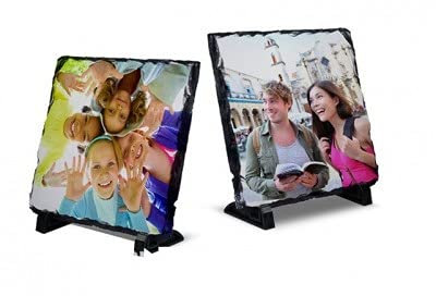 OyC Marco de Fotos - Portafoto de Piedra Personalizado con Foto, Original, Porta Retrato con Imagen - Regalo Personalizado con Foto (Cuadrado 20x20cm)