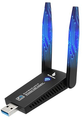 WiFi Adapter for Desktop PC,USB WiFi Adapter,1300Mbps Dual 5Dbi Antennas,Support 2.4G&5G Network,802.11AC Compliant,USB 3.0,Support Win10/8/7/XP, Mac