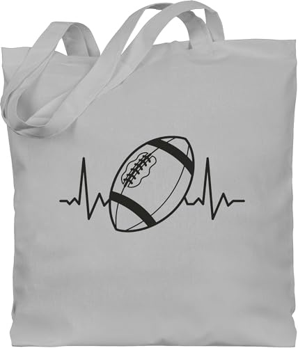 Shirtracer Baumwolltasche - American Taschen - Football Herzschlag - schwarz - Unisize - Hellgrau - geschenke stofftasche jutebeutel beutel stoffbeutel einkaufsbeutel