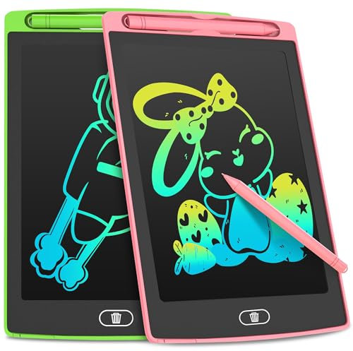 2 Pezzi Tavoletta Grafica Bambini da 8.5 Pollici, LEYAOYAO Lavagnetta Cancellabile Bambini, Regali di Compleanno e Natale per Ragazzo e Ragazza dai 3 agli 8 Ann (Verde+Rosa)