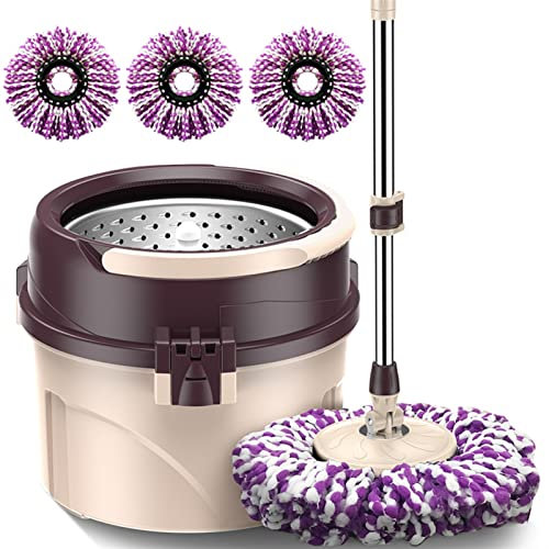 Fregona Fregona de Microfibra Redondo de un Solo accionamiento Cubo de rotación Sistema de Limpieza de Pisos Juego de trapeador y Cubo de Limpieza automática Herramienta de limpiez