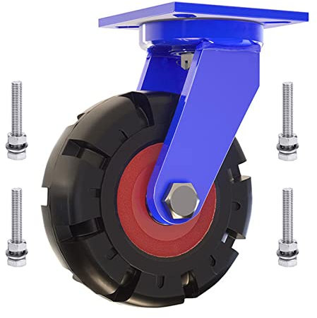 WORDFUN 1er Set Schwerlastrollen Vollgummi Bockrolle Mit Edelstahlschrauben, 6 Zoll Möbel Industrierollen Mit Bremse, Lenkrolle Mit Kugellager Leicht Zu Installieren Transportrollen