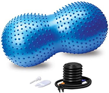 Peanut-Shaped Exercise Ball, Yoga Ball with Tactile Nodules - Enhanced Stability, Versatile Exercises, and Effective Massage - Ideal for Labor, Therapy, Core, and Home/Gym- Includes Quick Pump