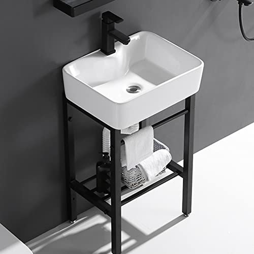 Waschbecken aus Keramik Waschtisch Spülbecken Küchenspüle Handwaschbecken Waschschale Freistehend Waschplatz Keramikwaschbecken Becken Kitchen Sink Waschtischunterschrank Spültisch Standwaschbecken (