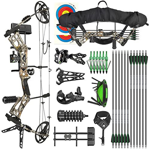 ZSHJGJR Compound Bogen Set 35-70lbs einstellbar bogenschießen Bogen und Pfeil jagdbogen compoundbögen Komplett Set Bogen Jagd Compound Bow Anfänger Erwachsene sportbogen (Camo - Set 2)
