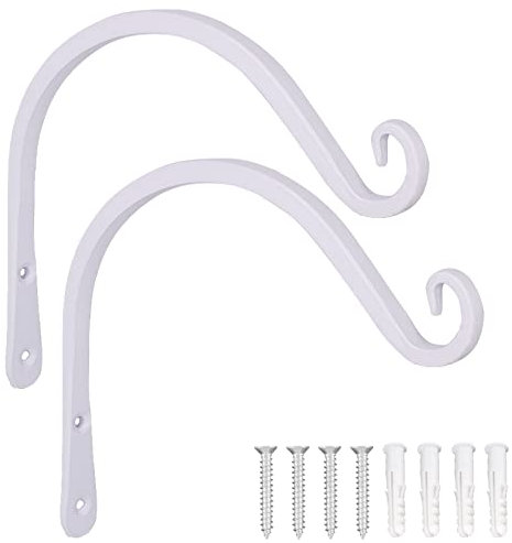 LOOGI Supporto per piante in ferro da parete per fiori – 2 pezzi (bianco 20 cm)