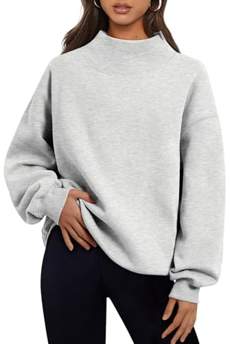 Trendy Queen Womens Mock Neck Sweatshirts Oversized Pullover Fall Outfits