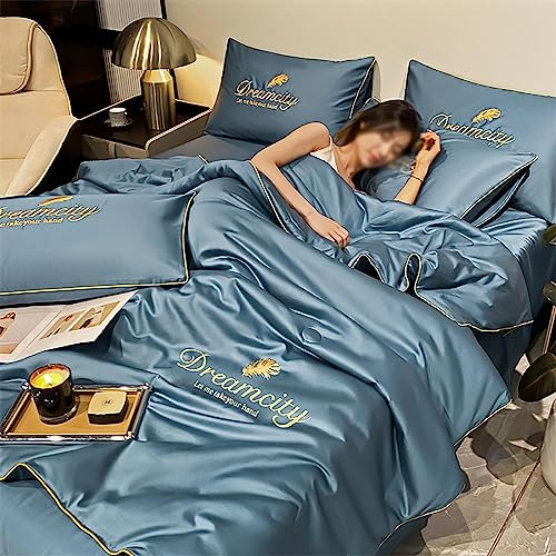 UIHECTA 2023 Neu Sommer Einfache Eisseidendecke, Leichte Sommerdecke, 4 Teiliges Doppelseitiges Set, KüHle Und Bequeme Waschbare BettwäSche, Einfach Zu SäUbern,002,200 * 230cm