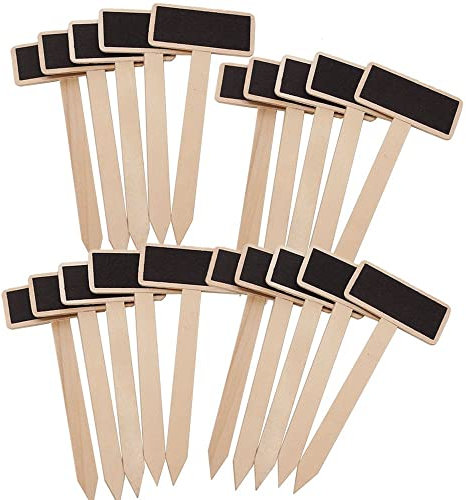 Leadigol Mini-Holz-Kreidetafel Pflanzenstecker für Gartenpflanzen, Pflanzenmarker, Kinderzimmer, Töpfe, Gartendekoration, Gartenanhänger für Topfkräuter, Blumen, Gemüse, 20 Stück