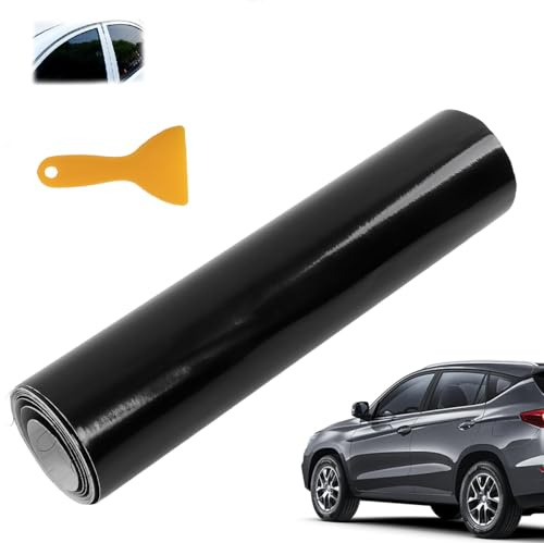 Tissting Tönungsfolie Auto, 5% VLT Sonnenschutzfolie Auto mit Schaber 140 x 20 cm Sichtschutz Verdunkelung Fenster Kratzfeste Scheibenfolie Fensterfolie Schwarz für Haus-Pkw und LKW