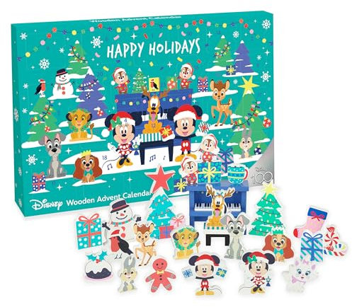Disney Advent Calendar 2023 Kids - Wooden Childrens Calendars for 1 Year Old Baby, Toddler, Boys, Girls - Mickey & Animals Figures Playset, Christmas Countdown Gifts - Disney Toys by Orange Tree Toys