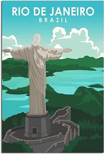 cgltd Leinwand-Poster Brasilien Rio De Janeiro Statue Vintage Reiseposter Heimdekoration Wandkunst Wandbild Raumdekoration Leinwand Ungerahmt 40x60cm