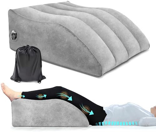 Tragbares Keilkissen, aufblasbares Kissen, Körperpositionierer, leichtes Keilkissen zum Schlafen, Beinerhöhung, Verwendung im Bett, Reisen, Camping (grau) (grau) (grau)