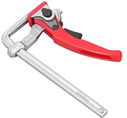 Ratcheting Table Clamp,Track Saw Clamp, Quick Release Bar Clamp Ratchet Guide Rail F Clamp Aluminium Alloy Guide Rail Fixture Fixing Tool for Woodworking Sanding, Cutting