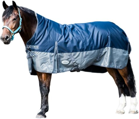 Pferdedecke 600D High Neck Weidedecke Winterdecke Regendecke Turnout : 50g Navy/Blue 145