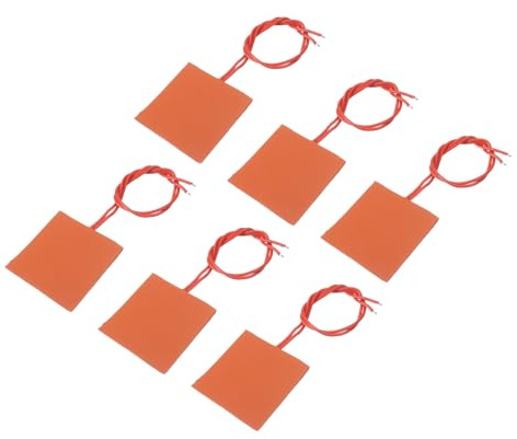 sourcing map Packung mit 6 Stück Silikon-Heizmatte für konstante Temperatur | 12V 7,5W Heizfolie Flexible Heizplatte 50mmx50mm Heizmatte