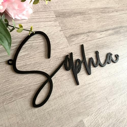 FranJohnsonHouse Handmade Custom Script Metal Words, Personalised Name Sign, Laser Cut Steel Lettering for Door or Wall Decor - 7 Fonts Available