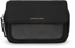 Kapten & Son Bauchtasche Damen Schwarz Visby 1,2 L | Umhängetasche Damen | Innen- & Außenfach mit Reißverschluss | Crossbody Bag | längenverstellbarer Gurt | ideal für Reisen, Alltag, City